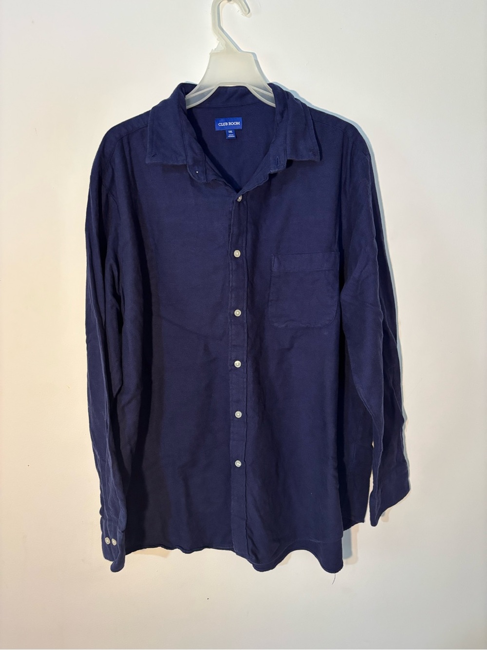 Club Room Men’s XXL Navy 100% Cotton Long Sleeve Button Front Shirt